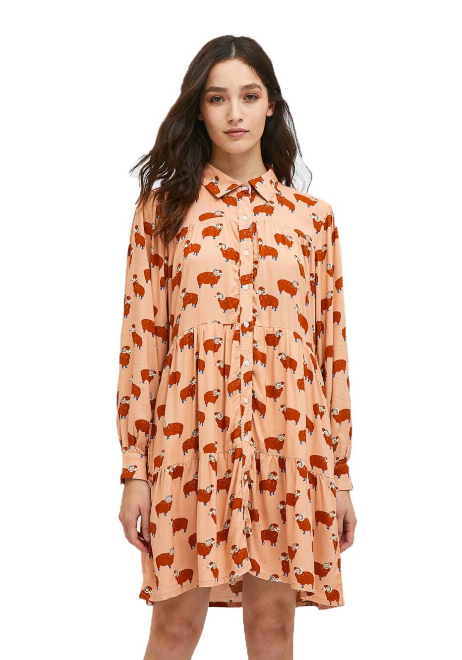COMPANIA FANTASTICA Rams Animal Print Shot Shirt Dress FA21SAM35